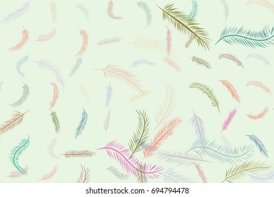 Abstract feather illustrations background. Cartoon style vector graphic.