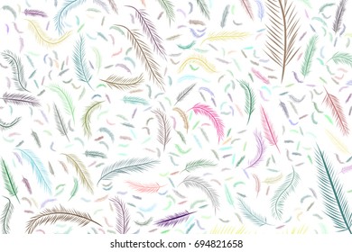 Abstract feather illustrations background. Cartoon style vector graphic.