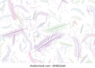 Abstract feather illustrations background. Cartoon style vector graphic.