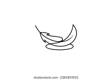 abstract feather logo in linear design style