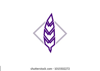 Abstract Feather One Line Design