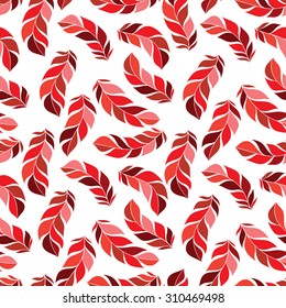 abstract feather pattern. Vector hand drawn seamless patterns with feathers