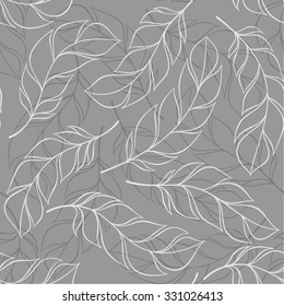 abstract feather pattern. Vector hand drawn seamless patterns with feathers