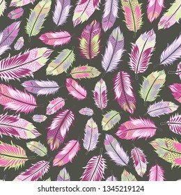 Abstract Feather pattern.Birds Feather  Abstract Print.Seamless Feather Pattern.Perfect for fabrics,stationary products,interior products,package backgrounds, gift wrap,greeting card background