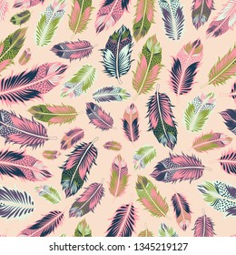 Abstract Feather pattern.Birds Feather  Abstract Print.Seamless Feather Pattern.Perfect for fabrics,stationary products,interior products,package backgrounds, gift wrap,greeting card background