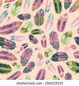 Abstract Feather pattern.Birds Feather  Abstract Print.Seamless Feather Pattern.Perfect for fabrics,stationary products,interior products,package backgrounds, gift wrap,greeting card background