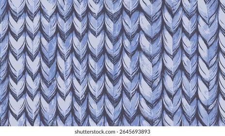 Abstract feather patterns generate dense blue and gold texture backdrop intricately.