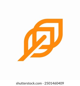 abstract feather pen tech logo