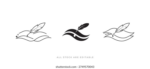 Abstract Feather quill pen