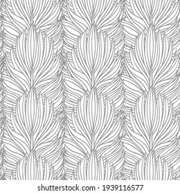 Abstract feather seamless vector pattern. Decorative hand drawn vintage background, can use like page for coloring book.