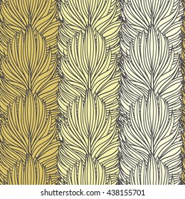 Abstract feather seamless vector pattern. Decorative hand drawn vintage background.