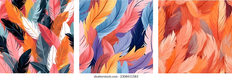 abstract feather texture print pattern seamless. Wallpaper background bundle.