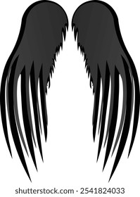 Abstract feather wings pictograms set Hand drawn angel wings silhouette