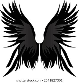 Abstract feather wings pictograms set Hand drawn angel wings silhouette