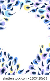 Abstract feathers  background pattern. Waterclor illustration hand drawn. Vector design template for invitation card.