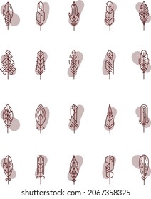 Abstract feathers, illustration, vector, on a white background.