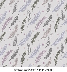Abstract feathers and stars pattern.