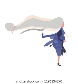 Abstract female character. Vector flat illustration. Pregnant woman. 