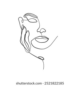 Abstract Female Face Continuous One Line Drawing. Woman Face Minimalist Single Line Illustration. Woman Minimal Line Art Drawing for Abstract Home Decor, Wall Art. Vector EPS 10	