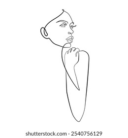 Abstract Female Face Continuous One Line Drawing. Woman Face Minimalist Single Line Illustration. Woman Minimal Line Art Drawing for Abstract Home Decor, Wall Art. Vector EPS 10	