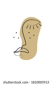 Resumen de la cara femenina dibujada en línea continua. Imprimir para afiche de moda
