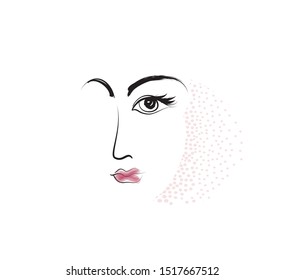 Abstract female face. Minimal art style drawing avatar. Modern line art girl portrait. Woman face abstract stylish hand drawn design element.
