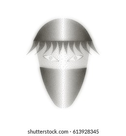 abstract female face of points with shadows. abstract girl's head. stipple effect. white background. vector illustration.