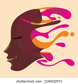 Abstract female face silhouette icon vector illustration