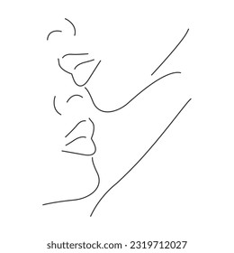  Abstract female faces outline portrait drawing. Modern minimalist vector illustration.