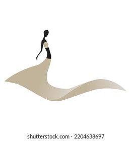 abstract female figure as a part of dune sand, vector logo icon 