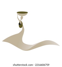 abstract female figure as a part of dune sand, vector logo icon 