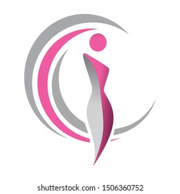 abstract female figure, pink and gray vector logo icon
