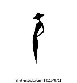 abstract female figure, vector logo icon 
