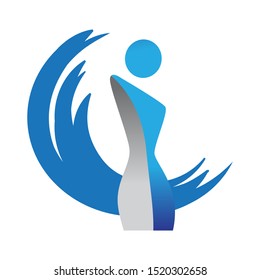 Abstract female figure and water wave, vector