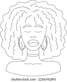 Abstract female portrait. African American girl with black skin