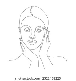 Abstract female portrait in linear style. Illustration for design, posters and creative ideas