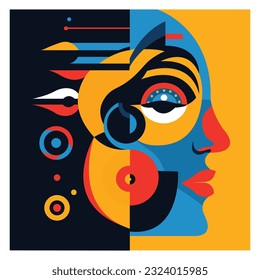 Abstract female portrait picasso style vector illustration