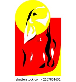 abstract female portrait in red and yellow colors, female beauty, suitable for covers, posters, advertisements, backgrounds, avatars, instagram stories