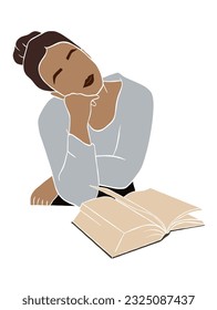 Abstract female reading a book illustration. Vector illustration.