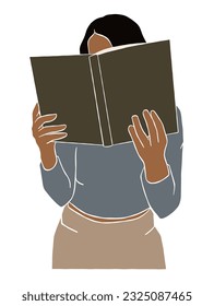 Abstract female reading a book illustration. Vector illustration.