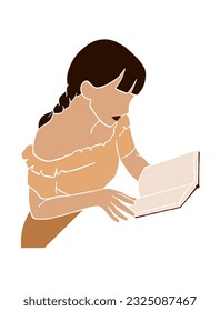 Abstract female reading a book illustration. Vector illustration.