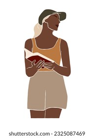 Abstract female reading a book illustration. Vector illustration.