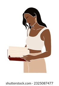 Abstract female reading a book illustration. Vector illustration.