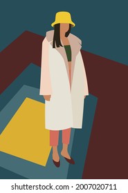 Abstract female silhouette on a retro background. Contemporary art poster. Fashionable girl for social networks. Vector illustration.