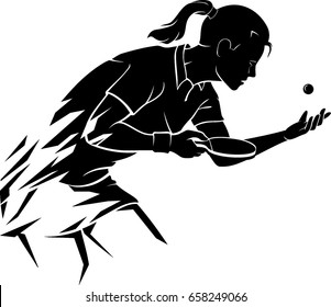 Abstract Female Table Tennis Player