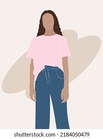 Abstraktes weibliches Vektorporträt. Moderne Kunst. Moderne weibliche Figur im modernen Stil. Sommer-Herbst-Saison. Perfekt für Drucke, Poster, Social Media, Postkarten.