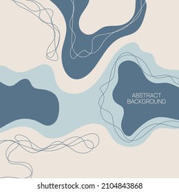 Abstract feminine background with organic flowing shapes and wave lines. Modern aesthetic minimalistic design in Scandinavian style. Vector illustration in pastel colors.