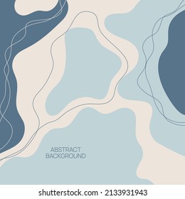 Abstract feminine background with organic flowing shapes and wave lines. Modern aesthetic minimalistic design in Scandinavian style. Vector illustration in pastel colors.