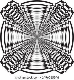 Abstract Fence Element Circular Space Repeating Multiple Angle Perspective Intersected Black on transparent background designer cut