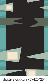 Abstract fence patterns in seamless background over black; 